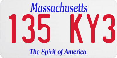 MA license plate 135KY3