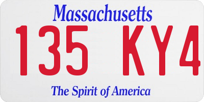 MA license plate 135KY4
