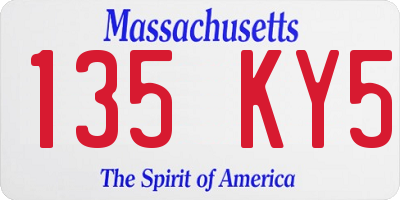 MA license plate 135KY5