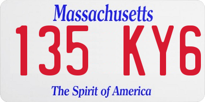 MA license plate 135KY6