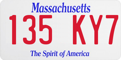 MA license plate 135KY7