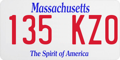 MA license plate 135KZ0