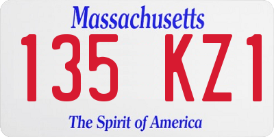 MA license plate 135KZ1