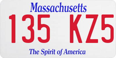 MA license plate 135KZ5
