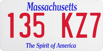 MA license plate 135KZ7