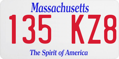 MA license plate 135KZ8