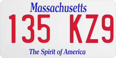 MA license plate 135KZ9
