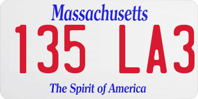 MA license plate 135LA3