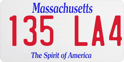MA license plate 135LA4