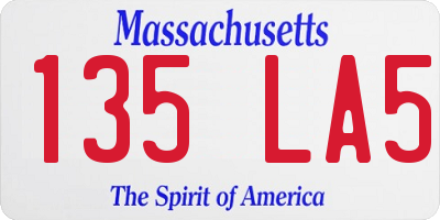 MA license plate 135LA5