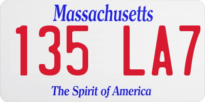 MA license plate 135LA7