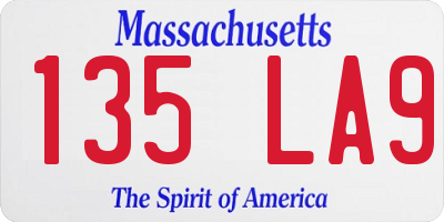 MA license plate 135LA9