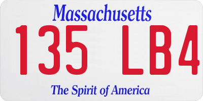 MA license plate 135LB4