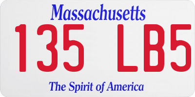 MA license plate 135LB5