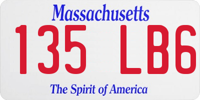 MA license plate 135LB6