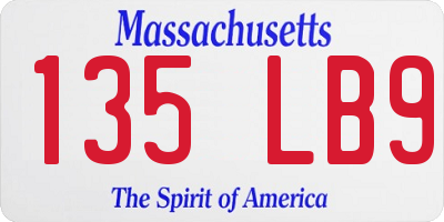 MA license plate 135LB9