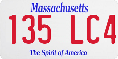 MA license plate 135LC4