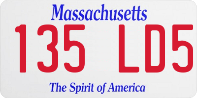 MA license plate 135LD5