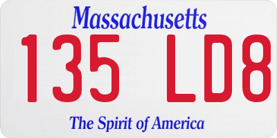 MA license plate 135LD8