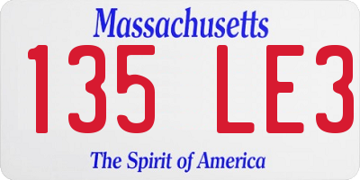 MA license plate 135LE3
