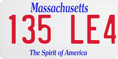 MA license plate 135LE4