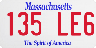 MA license plate 135LE6