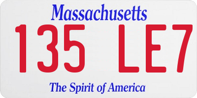MA license plate 135LE7