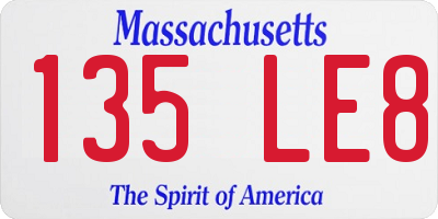 MA license plate 135LE8
