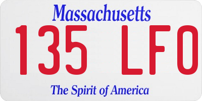 MA license plate 135LF0