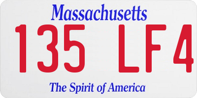 MA license plate 135LF4