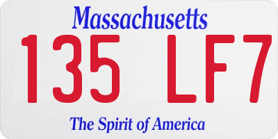 MA license plate 135LF7