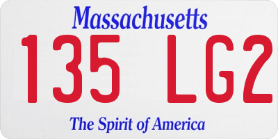 MA license plate 135LG2