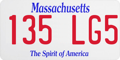 MA license plate 135LG5