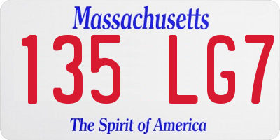MA license plate 135LG7