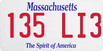 MA license plate 135LI3