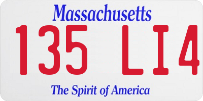 MA license plate 135LI4