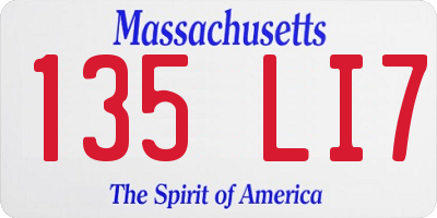 MA license plate 135LI7