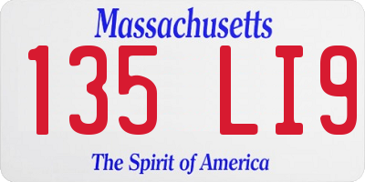 MA license plate 135LI9