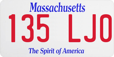 MA license plate 135LJ0