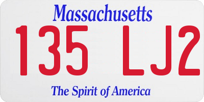 MA license plate 135LJ2