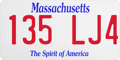 MA license plate 135LJ4