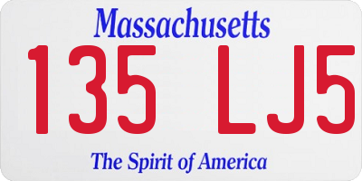 MA license plate 135LJ5