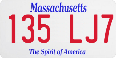MA license plate 135LJ7