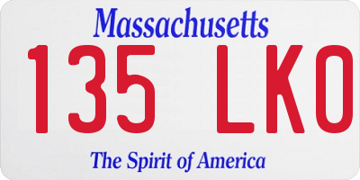 MA license plate 135LK0