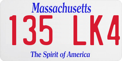MA license plate 135LK4