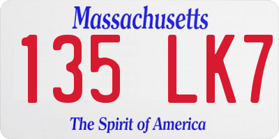 MA license plate 135LK7