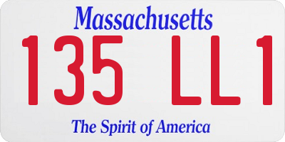 MA license plate 135LL1