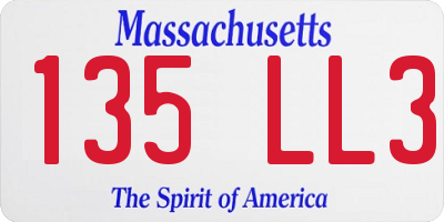 MA license plate 135LL3