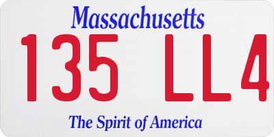 MA license plate 135LL4