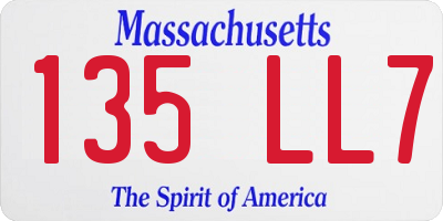 MA license plate 135LL7
